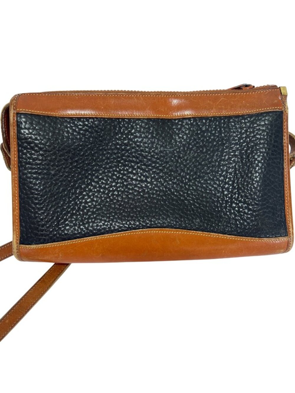 Dooney & Bourke Vintage Navy & Brown Pebble Leather Crossbody Bag With Adjustabl - Picture 6 of 13